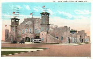 Vintage Postcard 1928 Davis Island Coliseum Tampa Florida Asheville Post Card Pu