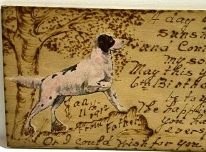 Vintage Antique Wooden Postcard Hunting Dog Pointer Early 1900s ca. 1912 Rare