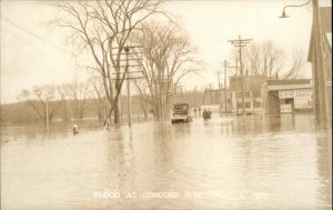 Concord New Hampshire NH 1927 Flood Main St Real Photo Vintage Postcard