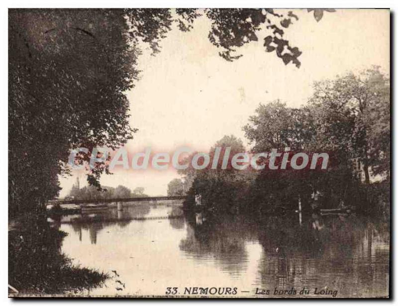 Old Postcard The Banks Of Loing Nemours