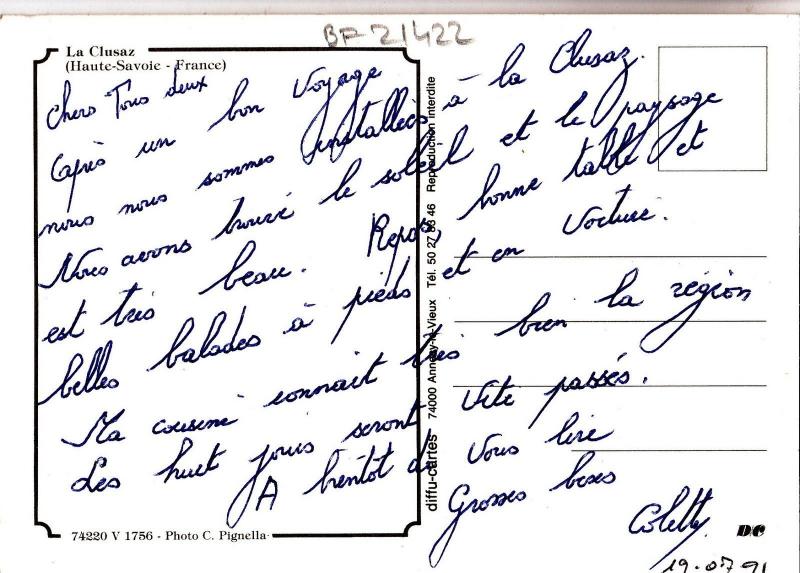 BF21422 la clusaz  h s   france  front/back image