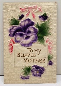 To My Beloved Mother Beautiful Heavy Embossed 1913 Port Colden NJ Postcard D7