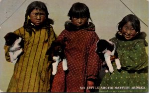 Postcard Six Little Arctic Natives Indian Eskimo Girls in Alaska