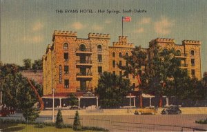 Postcard The Evans Hotel Hot Springs SD