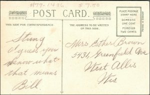 C.1910s Winsch Back. Silk Inset. Adorable Girl Watering Flowers. New Years. VTG