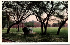 Parade Grounds and Barracks, Fortress Monroe VA Vintage Postcard T75