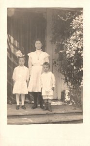 Vintage Postcard 1910's The Siblings Young Lady Girl Sisters & Brother