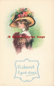 Unknown Artist,  A Sweet Eyed-dear, Woman with Yellow Merry Widow Hat