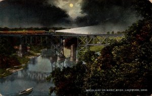 Ohio Lakewood Moon;ight On Rocky River 1914