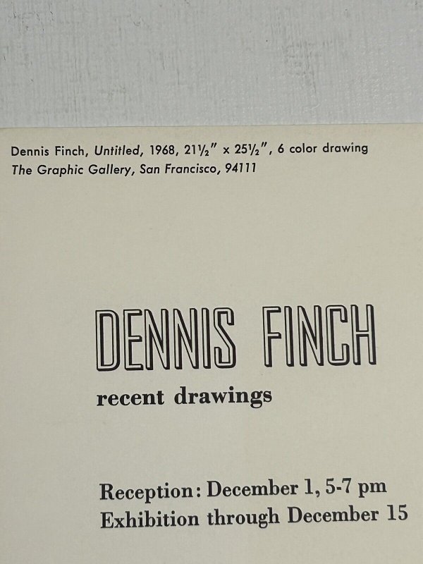 Artist Postcard Dennis Finch 1968 Graphic Gallery San Francisco CA