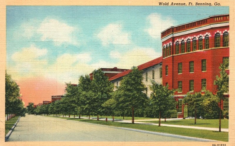 Vintage Postcard 1943 View Wold Avenue Fort Benning Georgia GA