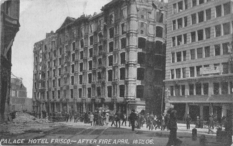 San Francisco California 1906 Disaster Postcard Palace Hotel After Fire