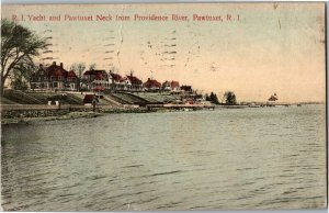 Rhode Island Yacht and Pawtuxet Neck from Providence River RI c1908 Postcard L31