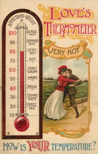 BB London Postcard E 33 Romance Loves Thermometer Your Temperature Very Hot