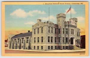 1940's NATIONAL GUARD ARMORY CAMBRIDGE MARYLAND MD VINTAGE LINEN POSTCARD