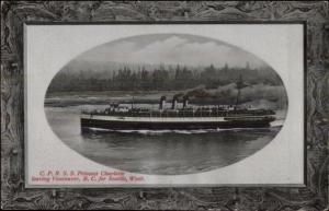CRP Steamship SS Princess Charlotte Leaving Vancouver BC Postcard c1910 rpx