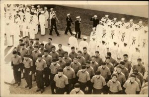 Brooklyn NY Cancel Naval Sailors in Formation 1943 Used Real Photo Postcard