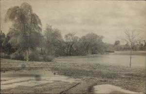 Pond & Trees in Winter - Attleboro MA Cancel c1910 Real Photo Postcard