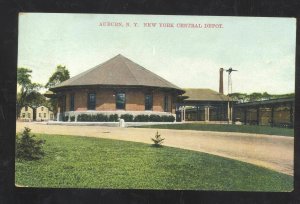 AUBURN NEW YORK NY CENTRAL RAILROAD DEPOT TRAIN STATION VINTAGE POSTCARD