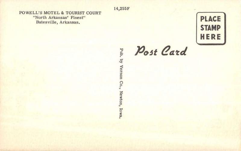 Batesville Arkansas Powells Motel Tourist Court Linen Antique Postcard K21890