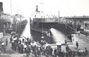 Vintage Postcard Real Photo Suholco Ship In Position Floating Dry Dock Newark NJ