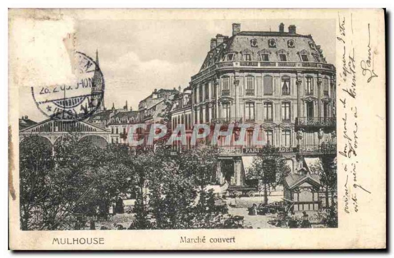 Old Postcard Mulhouse march covered