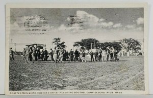 Camp Devins Ayer Mass Drafted Men Being Checked off at Rec. 1917 Postcard P15