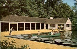 Parvin State Park NJ New Jersey Boathouse Dock c1950-60s Vintage Postcard