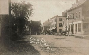 Winterport ME  Main Street Storefronts Horse & Wagons Real Photo Postcard