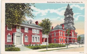 Court House Huntingdon Pennsylvania linen postcard