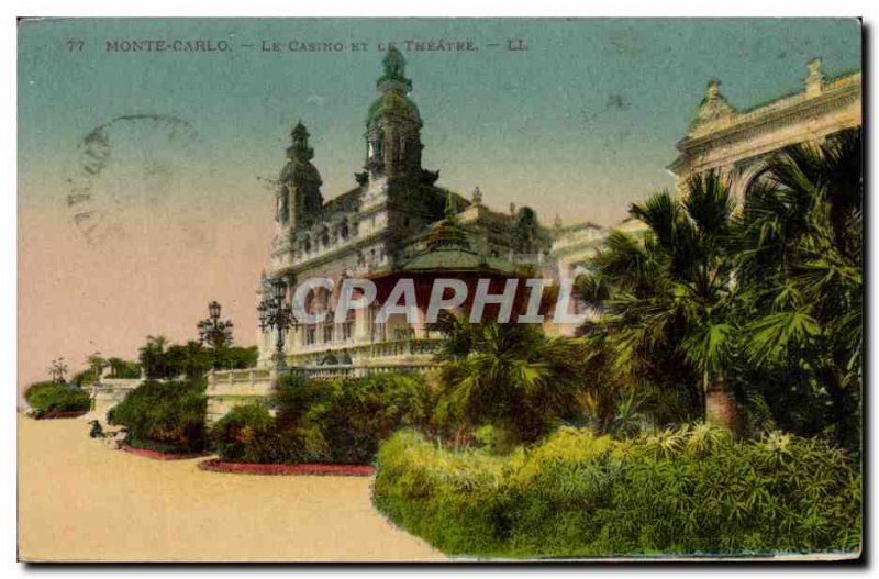 Old Postcard Monaco Carlo Casimo And The Theater