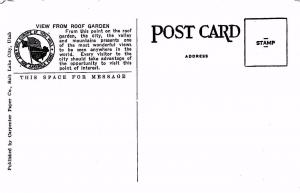 SALT LAKE CITY, UT Utah    HOTEL UTAH~ROOF GARDEN VIEW    c1940's Linen Postcard