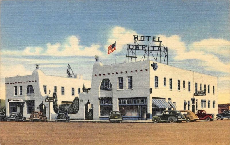 HOTEL CAPITAN Van Horn, Texas Roadside Culberson Co 1940s Linen Vintage Postcard