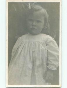 Pre-1917 rppc CUTE LITTLE GIRL WITH SMALL BOW IN HAIR o2369