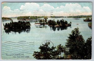 View From Echo Lodge, Thousand Islands New York, Antique 1908 Postcard
