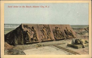 Atlantic City New Jersey NJ Beach Sand Artist 1900s-10s Postcard