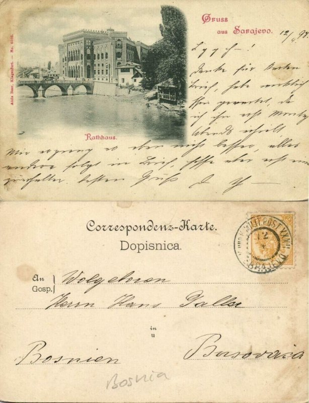 bosnia and herzegovina, SARAJEVO Сарајево, Town Hall (1898) Postcard