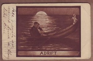 Adrift Boat American PostCard Photogravure Series No 134  Subject 33 posted 1909