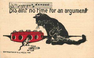 Postcard 1907 Arts & Crafts Cat & Mouse