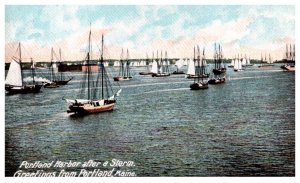 Maine    Portland harbor , Sailing Ships