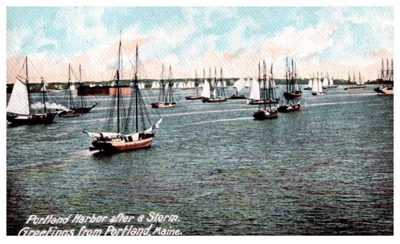 Maine    Portland harbor , Sailing Ships