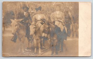 Cheyenne Canon CO~Victorians on Burros~Ladies Hats~JR Latest Pic 10c~1908 RPPC 