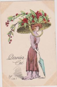 LP82  Big Hat, umbrella,  vintage postcard