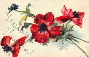 Thurmont Maryland Greetings Poppies Flowers Glitter Postcard AA110788