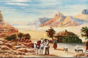 Arizona Indian Family With Sheep Original Oil Painting By William Mewhinney