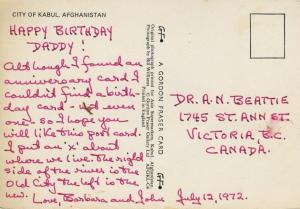 Kabul Afghanistan c.1970s Postcard