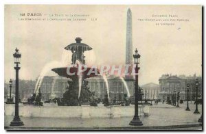 Old Postcard The Paris Concorde Square Fountains and the Obelisk of Luxor