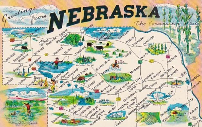 Greetings From Nebraska With Map