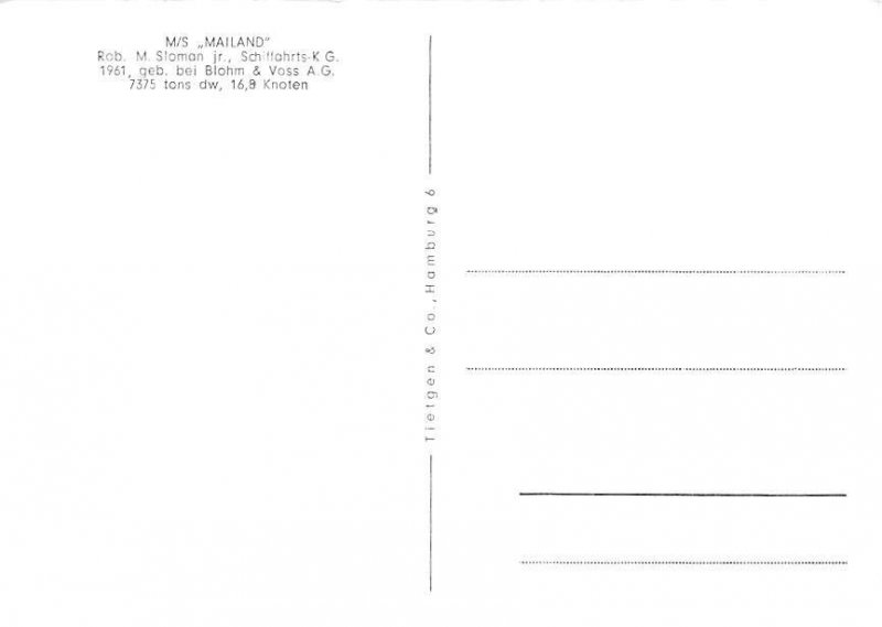 M S Mailand Freighter Ship 