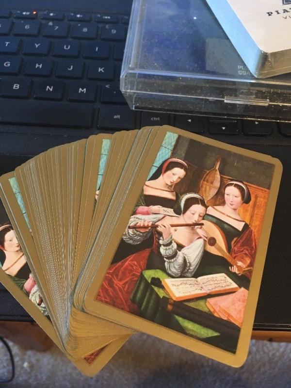 Vtg Piatnik Double Deck Playing Cards, renaissance Madrigal? design w/ Case